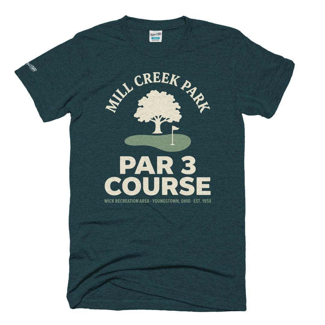 Mill Creek Park Par 3 Course tee in Heather Midnight Forest by Youngstown Clothing Co.