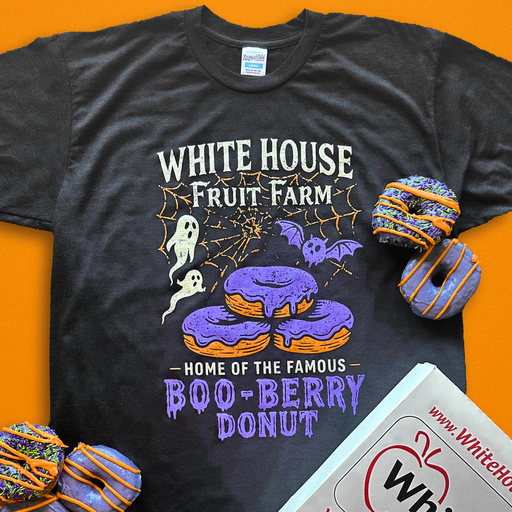 White House Fruit Farm Boo Berry Donut tee, view 2 by Youngstown Clothing Co.