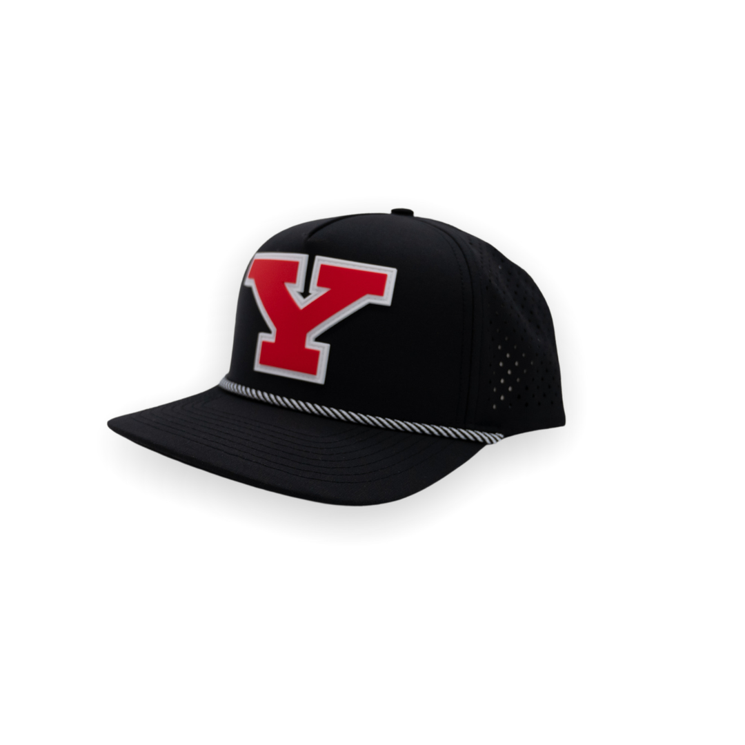 YSU Block Y Performance Snapback Hat (Black) in Red by Youngstown Clothing Co.