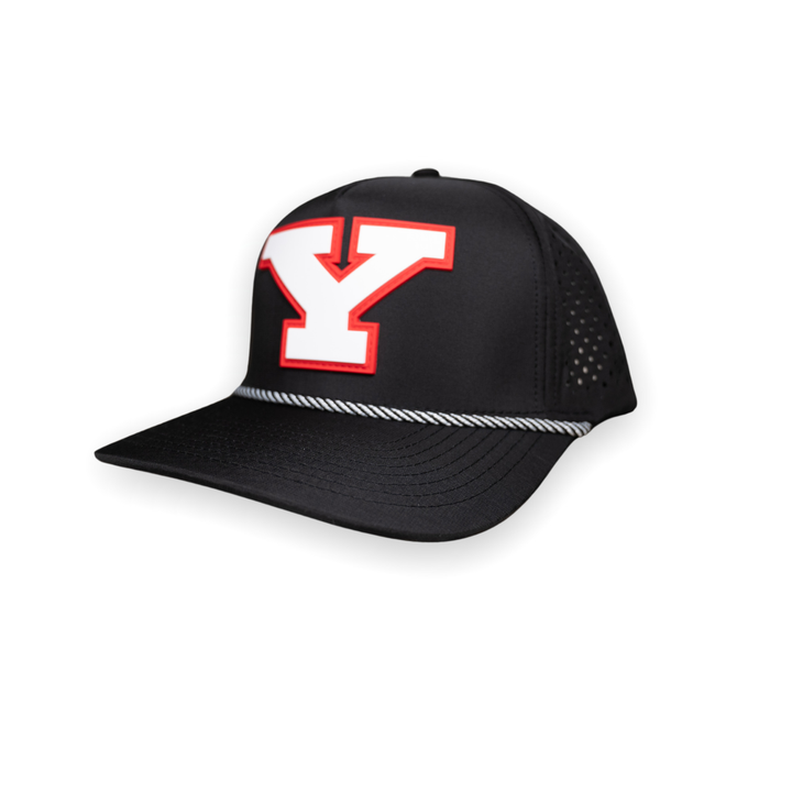 YSU Block Y Performance Snapback Hat (Black) in White by Youngstown Clothing Co.