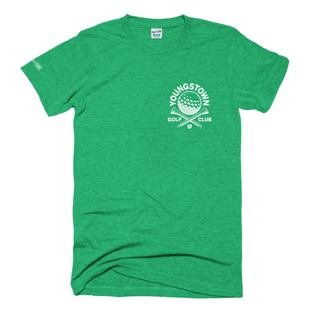 Youngstown Golf Club Pocket tee in Heather Green by Youngstown Clothing Co.