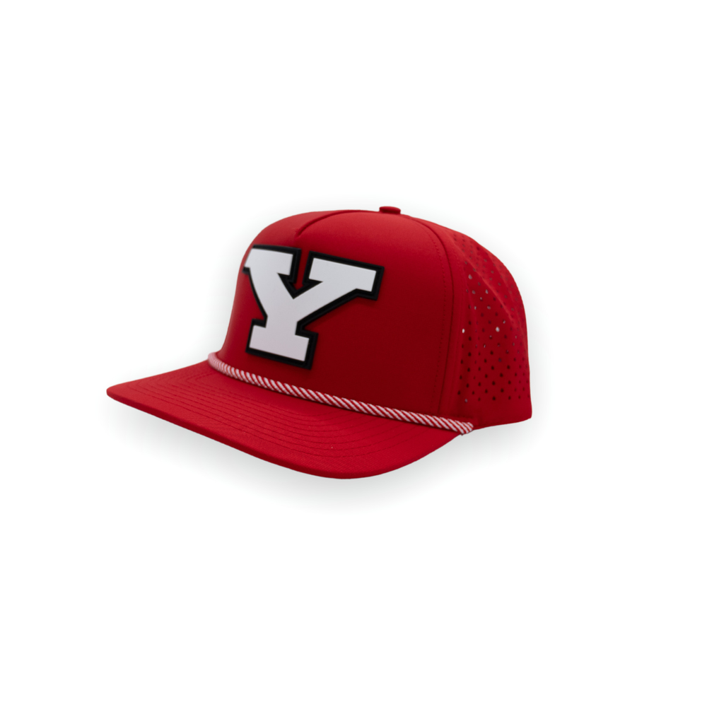 YSU Block Y Performance Snapback Hat (Red) in White by Youngstown Clothing Co.