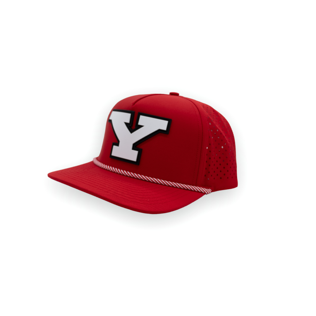 YSU Block Y Performance Snapback Hat (Red) in White by Youngstown Clothing Co.