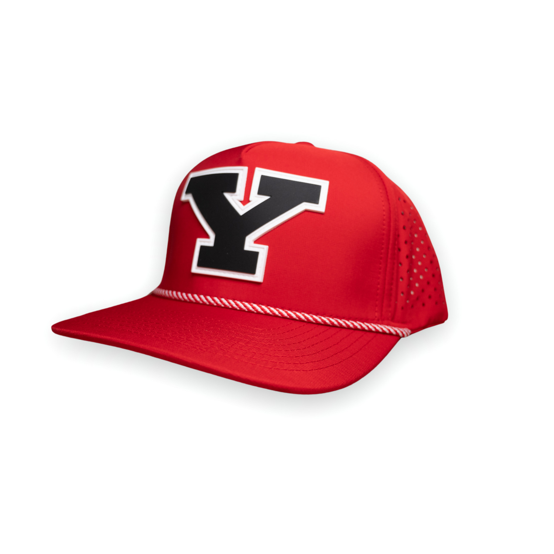 YSU Block Y Performance Snapback Hat (Red) in Black by Youngstown Clothing Co.