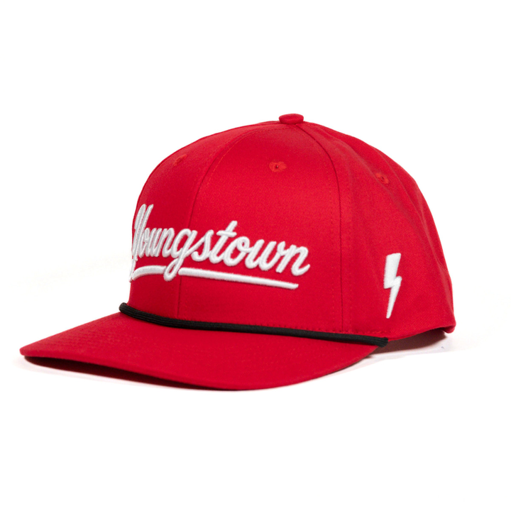 Script Youngstown Snapback hat, view 4 by Youngstown Clothing Co.