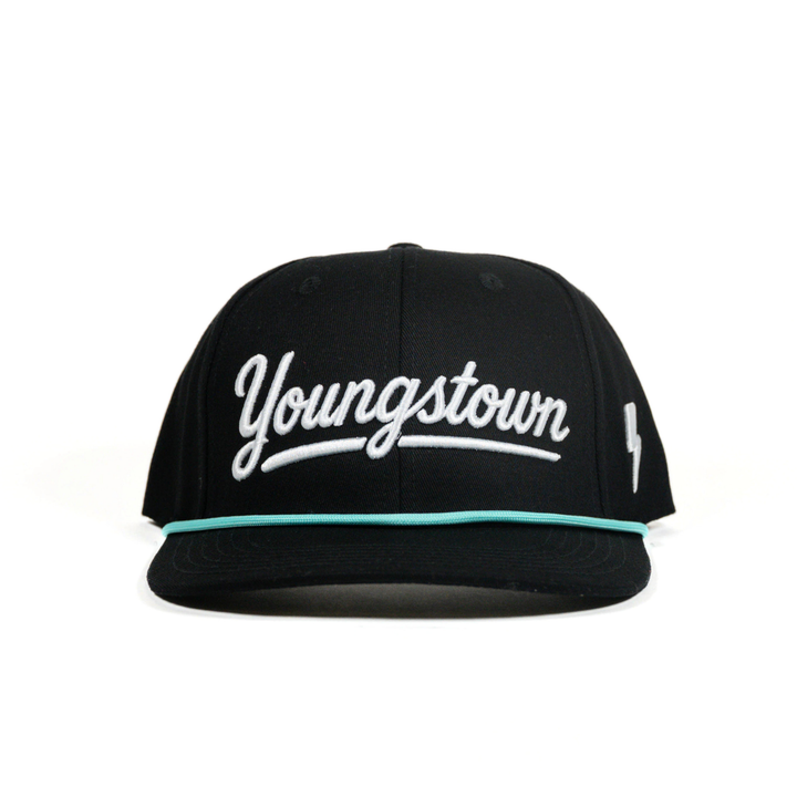 Script Youngstown Snapback hat in Black by Youngstown Clothing Co.