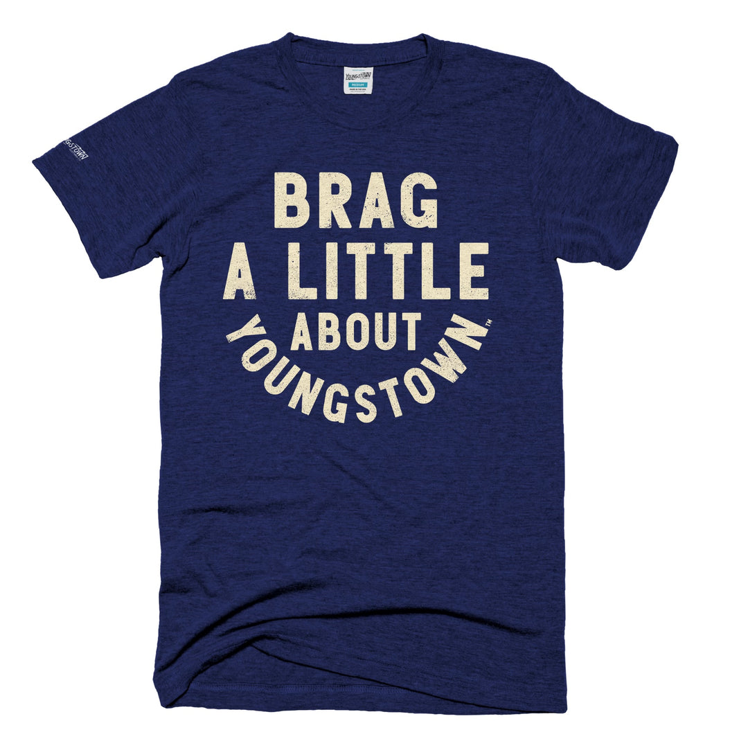 Brag A Little About Youngstown tee in Heather Navy by Youngstown Clothing Co.