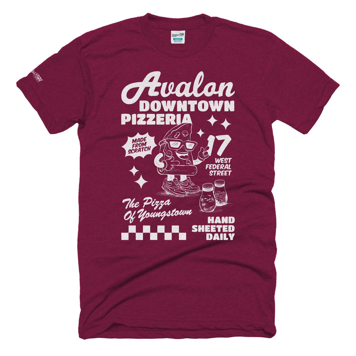 Avalon Pizza (Made From Scratch) tee in Heather Maroon by Youngstown Clothing Co.