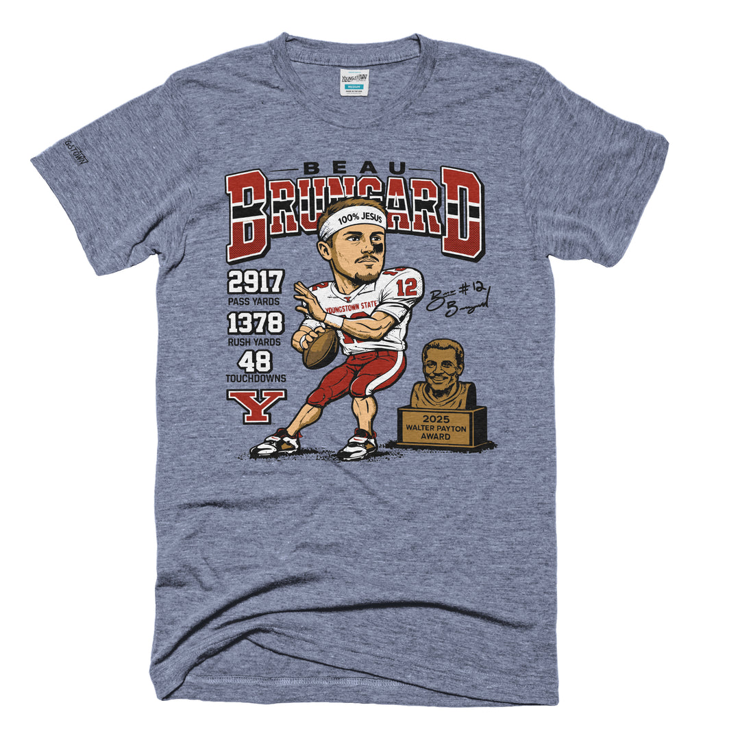 Beau Brungard 2025 Walter Payton Award tee in Heather Gray by Youngstown Clothing Co.
