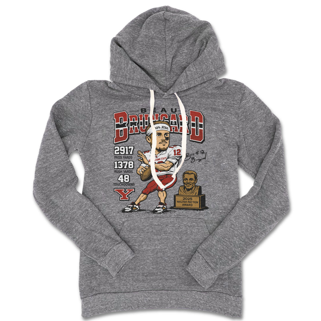 Beau Brungard 2025 Walter Payton Award Hoodie in Heather Vintage Gray by Youngstown Clothing Co.