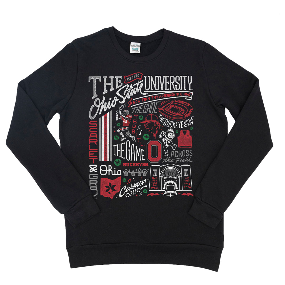 Ohio State Heritage Collage Sweatshirt in Black by Youngstown Clothing Co.