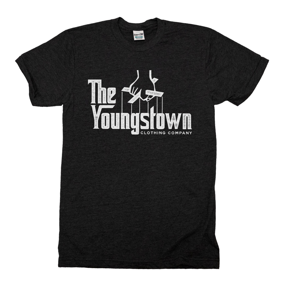 YCC Godfather Logo tee in Heather Black by Youngstown Clothing Co.