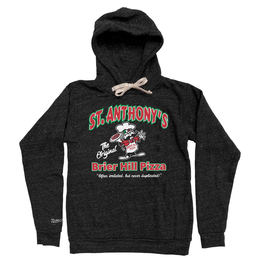 St. Anthony's Brier Hill Pizza Hoodie in Heather Black by Youngstown Clothing Co.