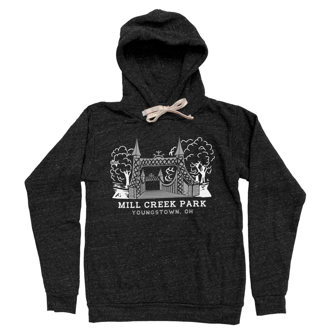 Mill Creek Park Bridge Hoodie in Heather Black by Youngstown Clothing Co.