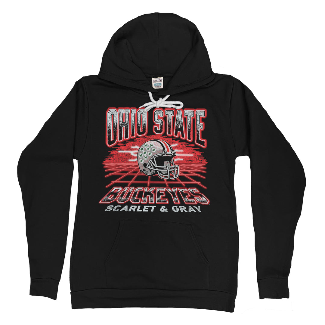 Buckeyes Retro Neon Grid Hoodie in Black by Youngstown Clothing Co.