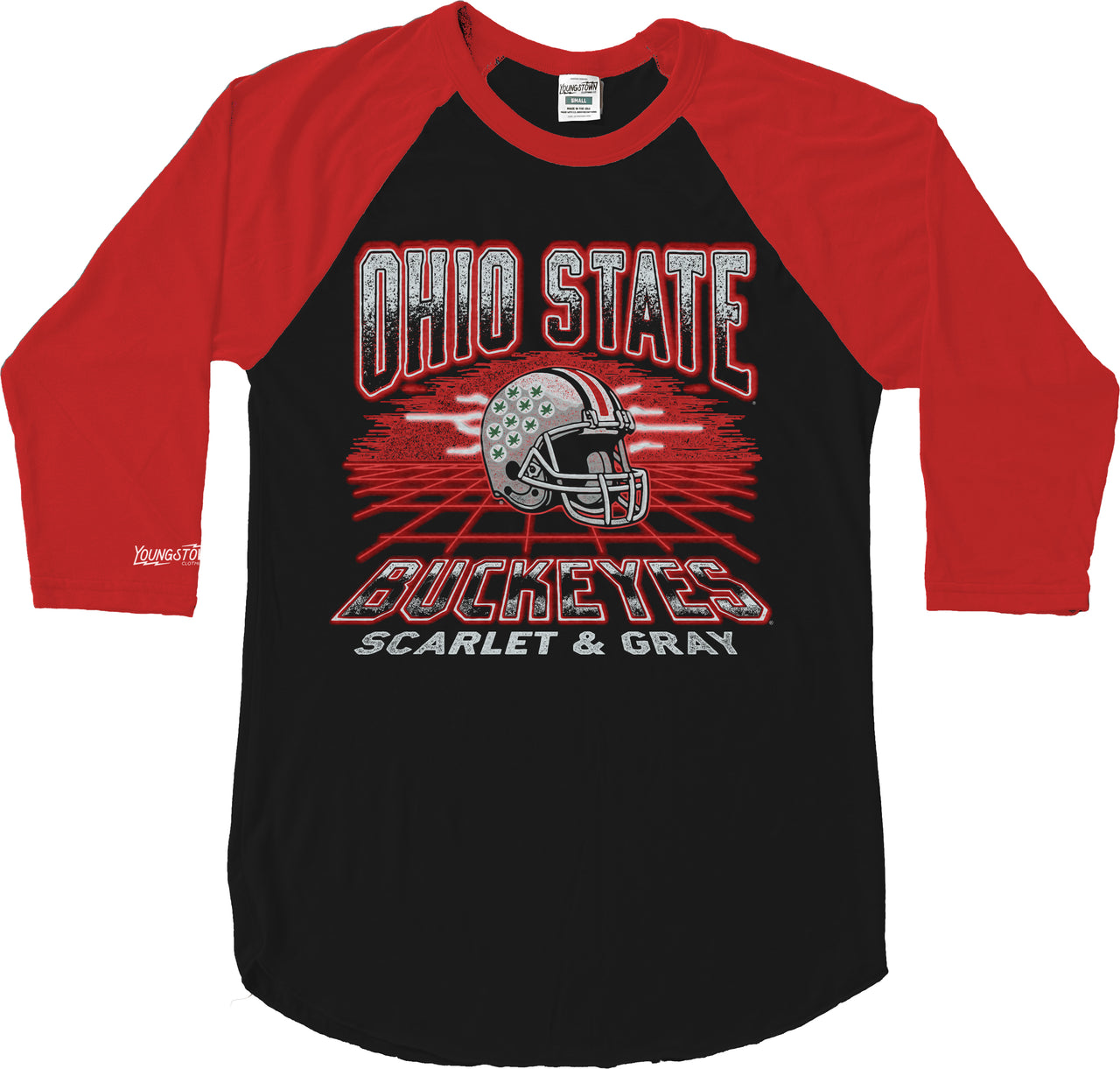 Buckeyes Retro Neon Grid Baseball Tee