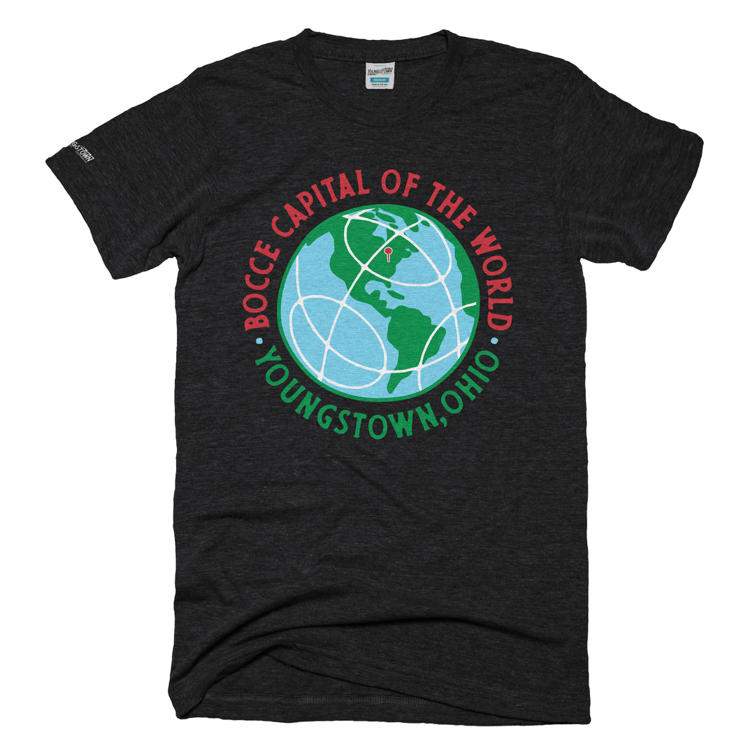Bocce Capital of the World tee in Heather Black by Youngstown Clothing Co.
