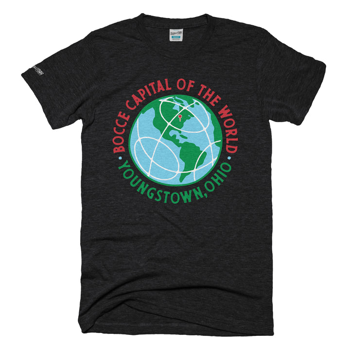 Bocce Capital of the World tee in Heather Black by Youngstown Clothing Co.