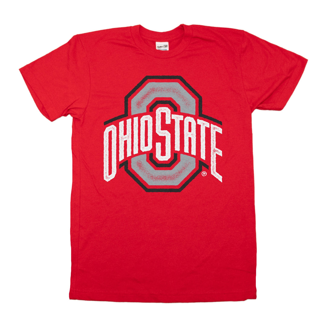 Ohio State Athletic Logo Tee (Red) in Heather Red by Youngstown Clothing Co.