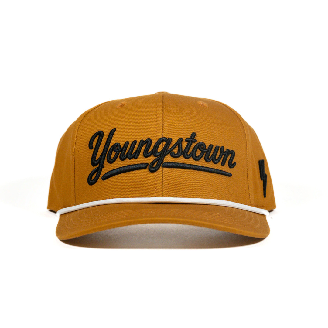 Script Youngstown Snapback hat in Khaki by Youngstown Clothing Co.