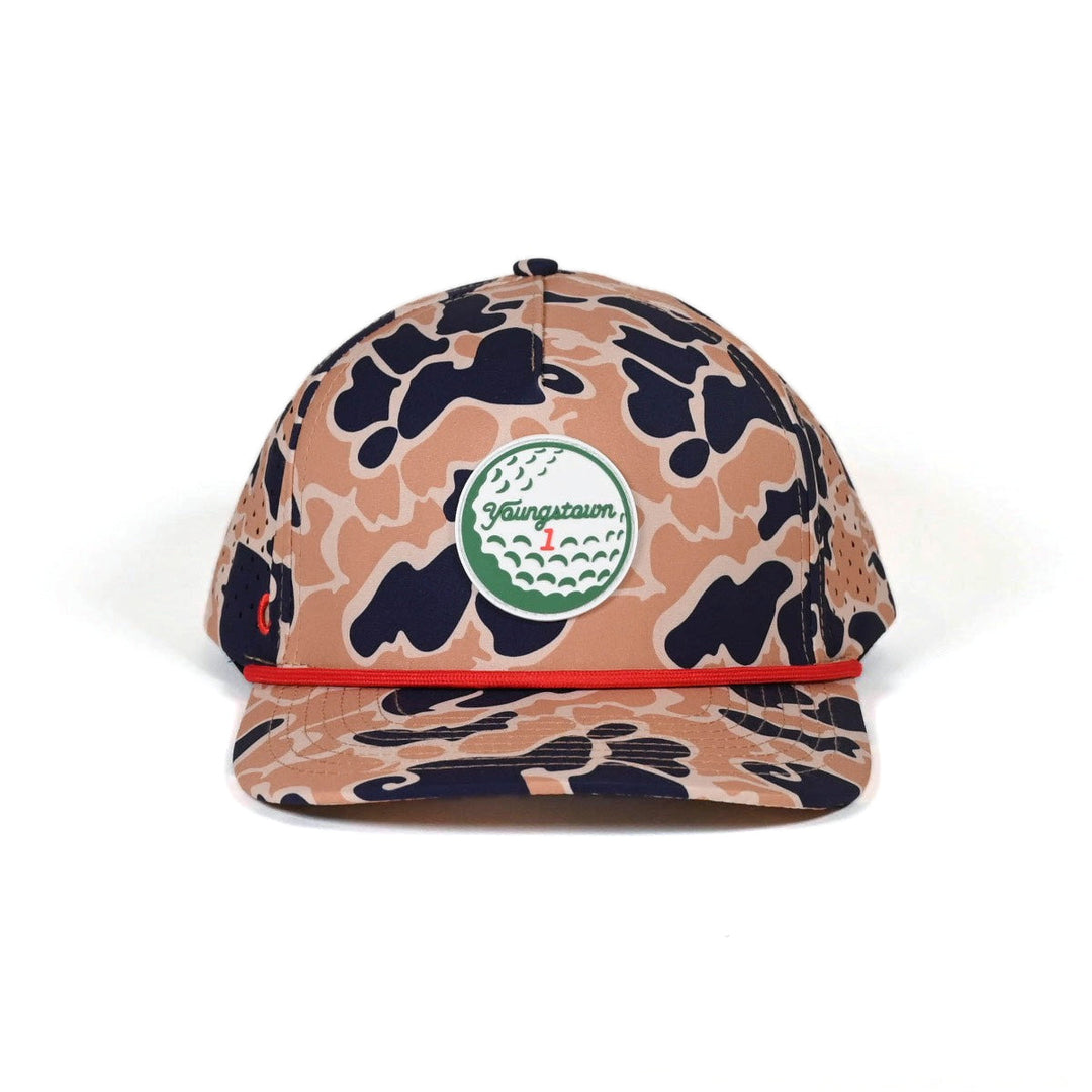 Yo V1x Golf Performance Snapback Hat in Sand Trap Camo by Youngstown Clothing Co.