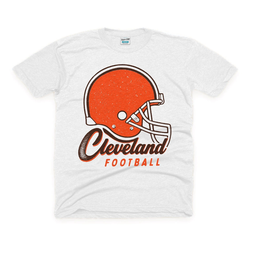 Cleveland Football Helmet Kids kids tee in White by Youngstown Clothing Co.