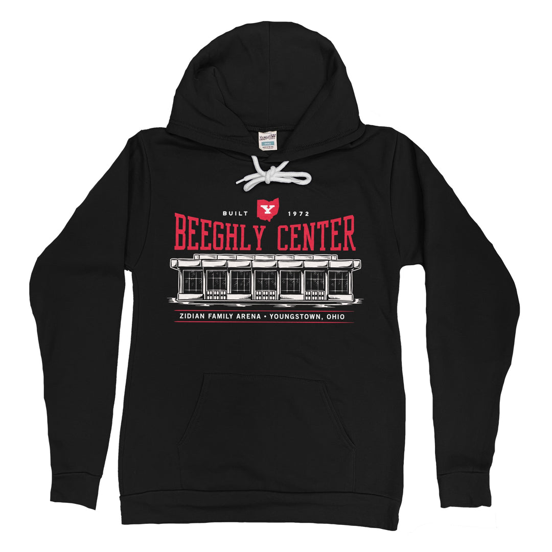 Beeghly Center Hoodie in Black by Youngstown Clothing Co.