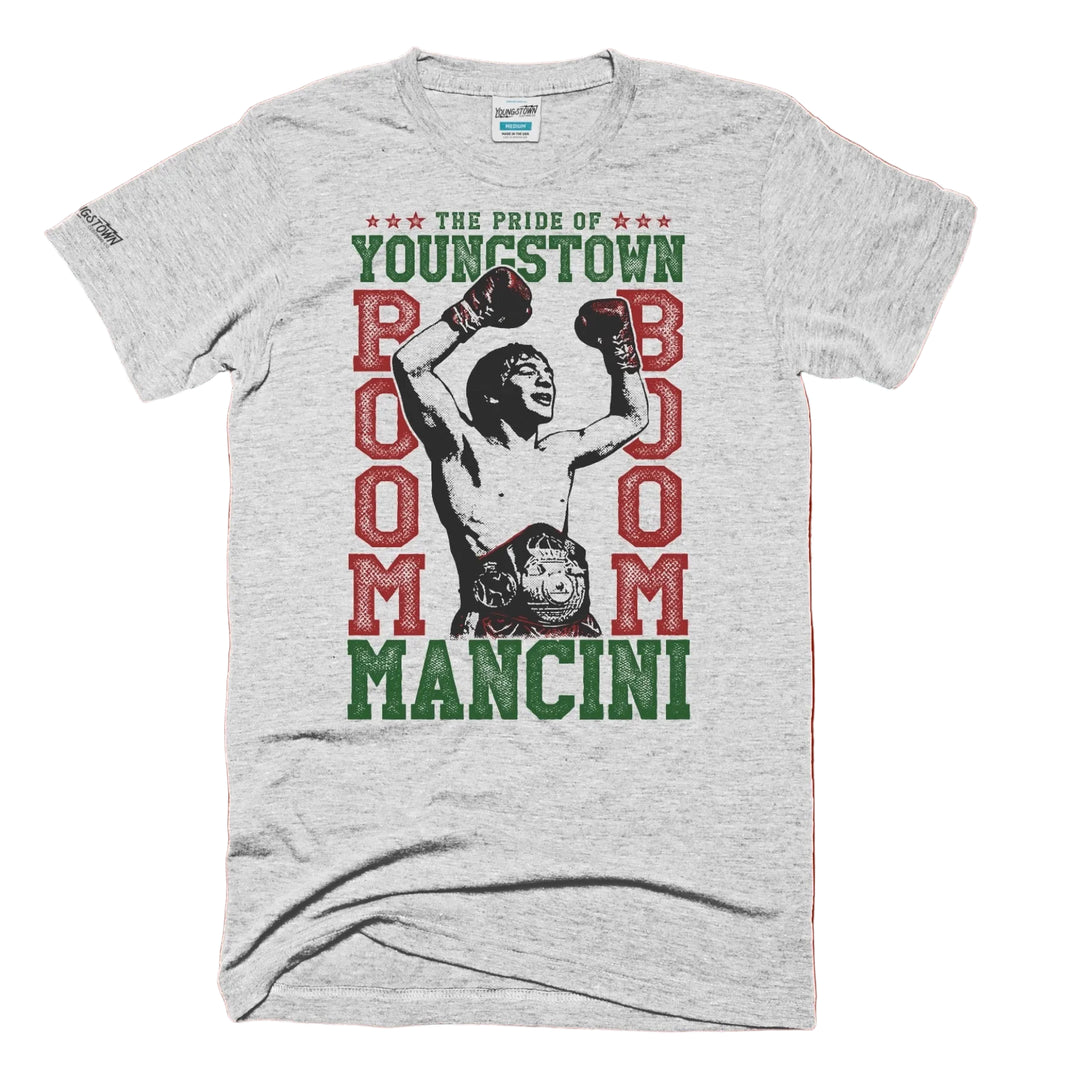 Boom Boom Mancini tee in Heather Ash by Youngstown Clothing Co.