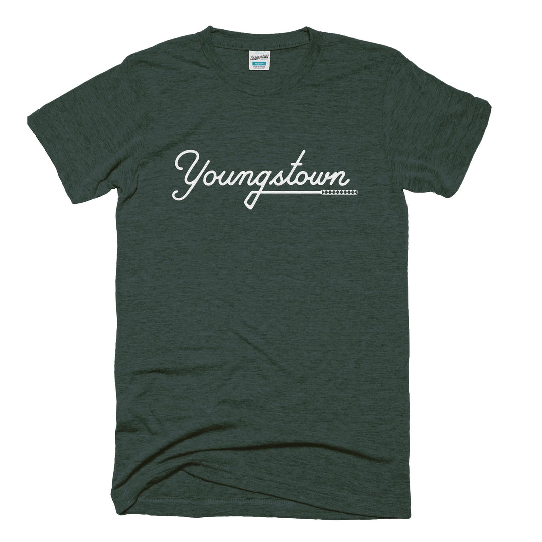 Youngstown Golf Script tee in Heather Forest Green by Youngstown Clothing Co.