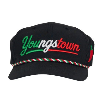 Youngstown Italian Script Vintage Snapback hat in Black by Youngstown Clothing Co.