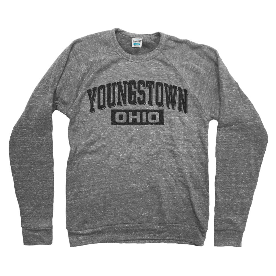 Youngstown Ohio Stencil Crewneck crewneck sweatshirt in Heather Gray by Youngstown Clothing Co.