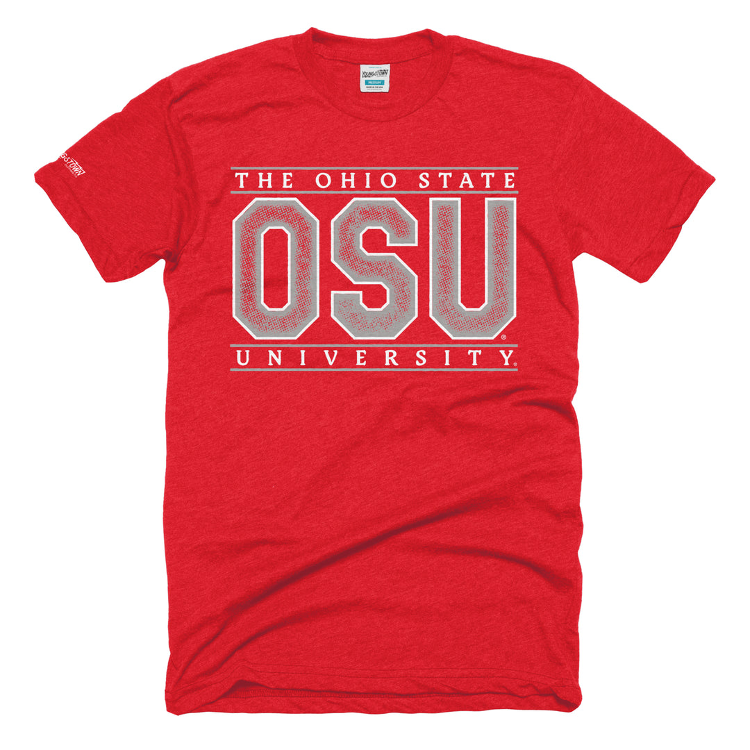OSU Collegiate Letter tee in Heather Red by Youngstown Clothing Co.