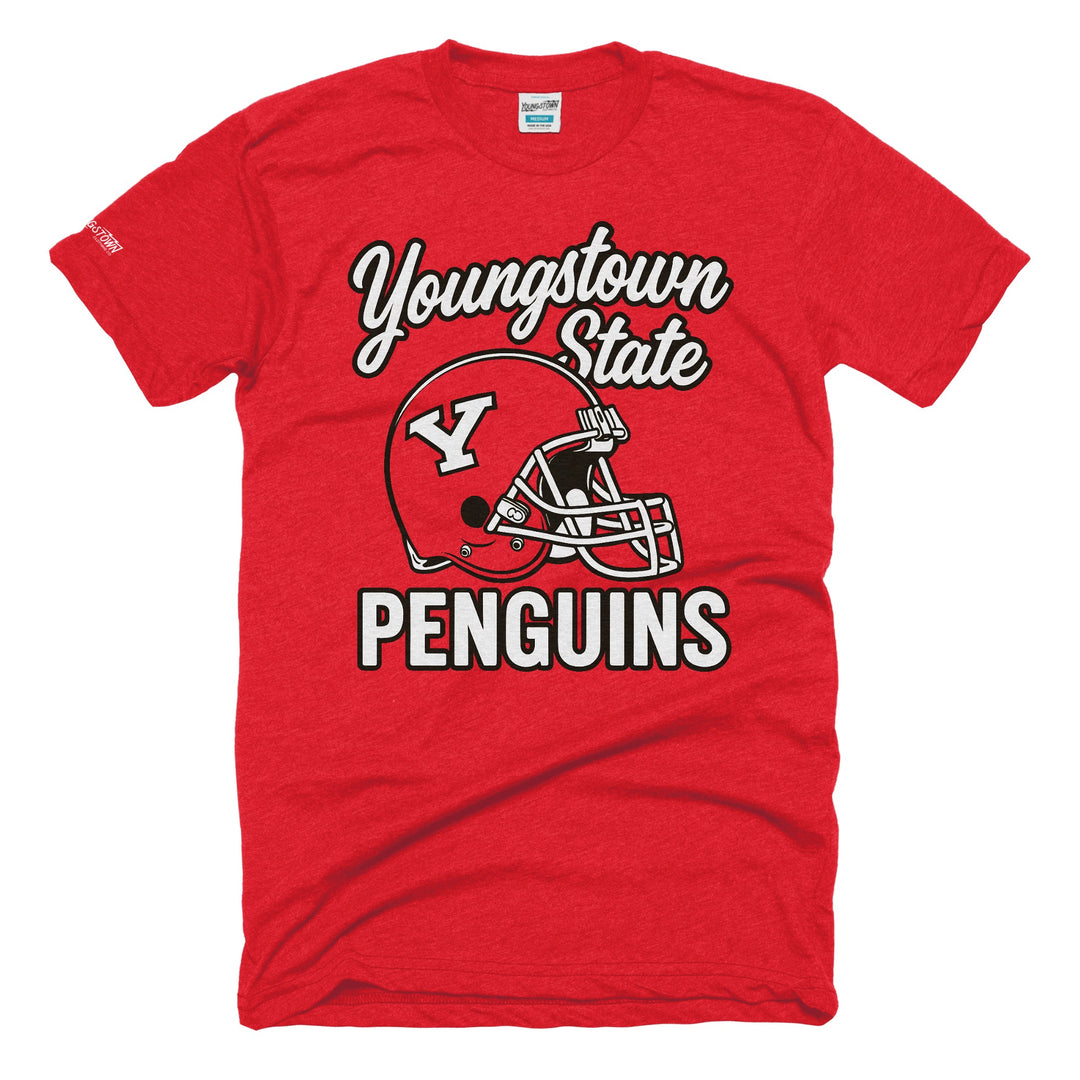 Youngstown State Penguins Vintage Helmet tee in Heather Red by Youngstown Clothing Co.