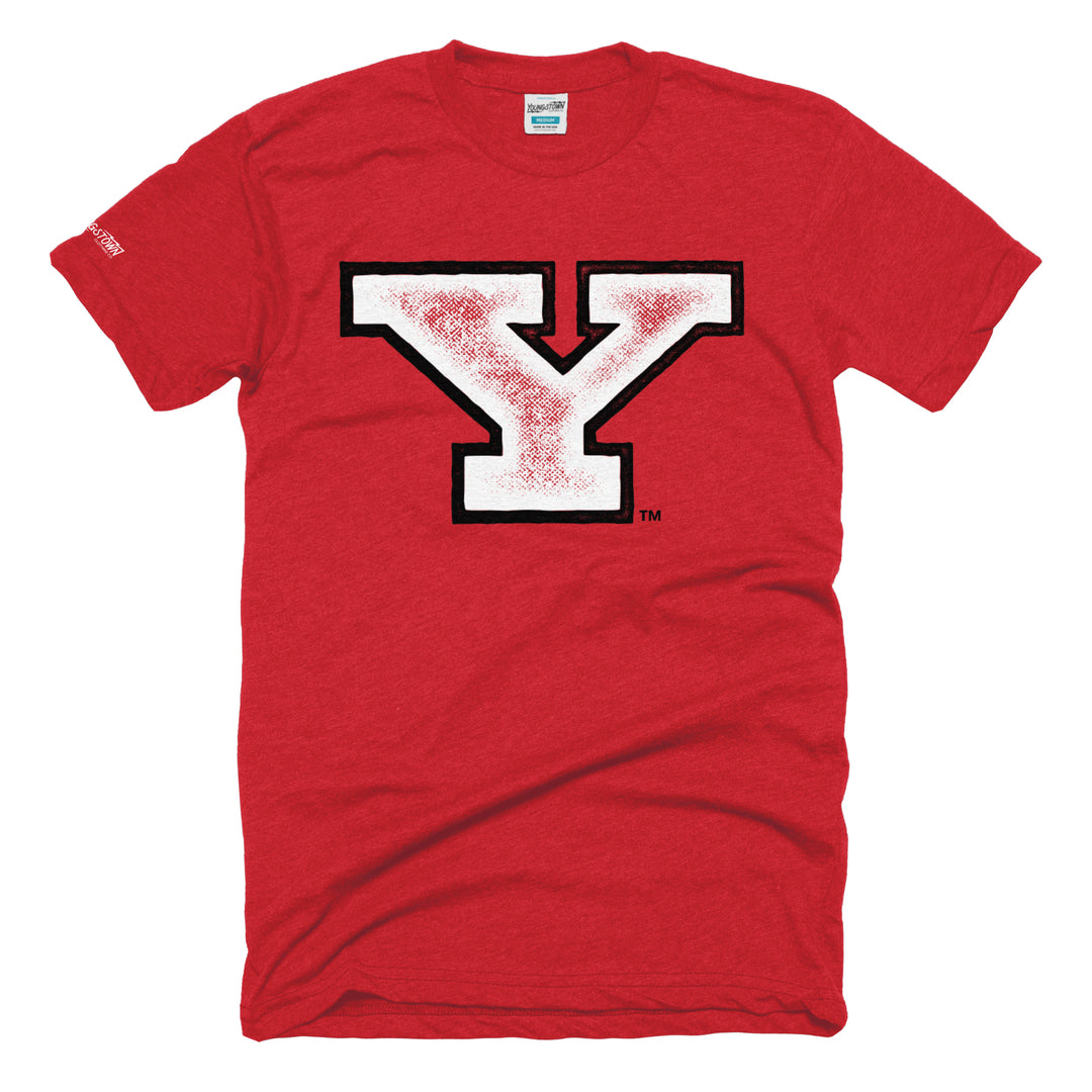 Block Y Vintage Fade (Red) tee in Heather Red by Youngstown Clothing Co.