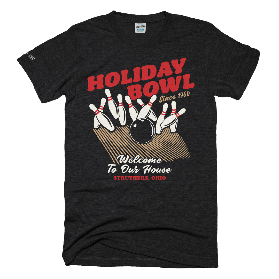 Holiday Bowl tee in Heather Black by Youngstown Clothing Co.