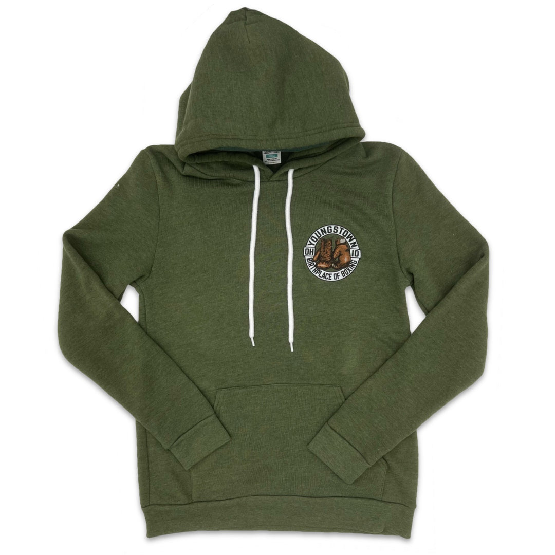 Birthplace of Boxing Hoodie in Heather Army Green by Youngstown Clothing Co.