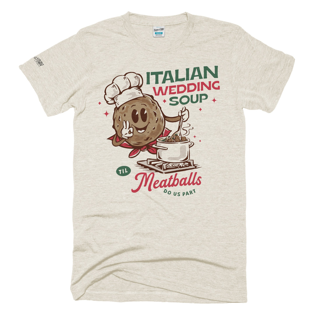 Italian Wedding Soup tee in Heather Oatmeal by Youngstown Clothing Co.