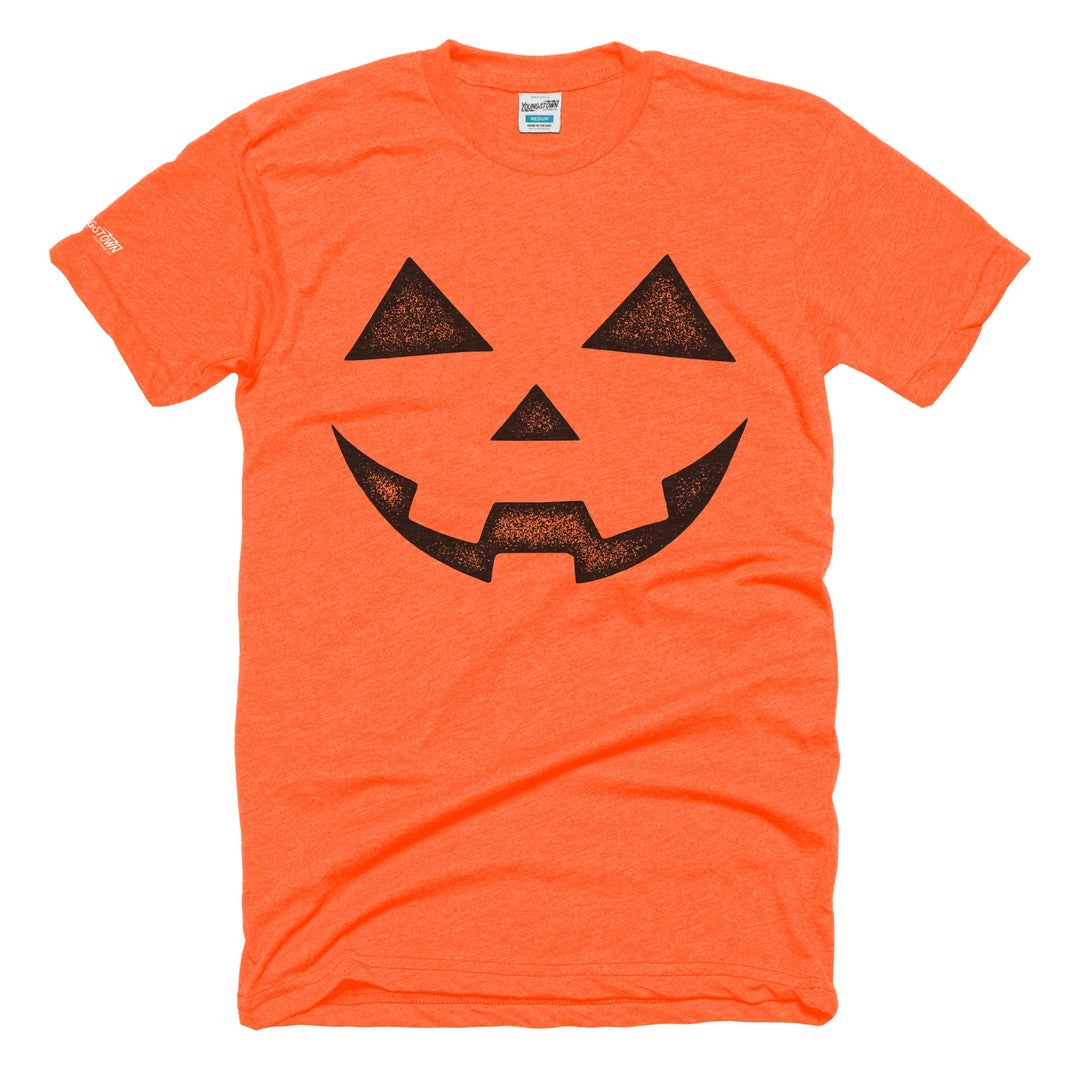 Jack O' Lantern Team Treat tee in Heather Orange by Youngstown Clothing Co.