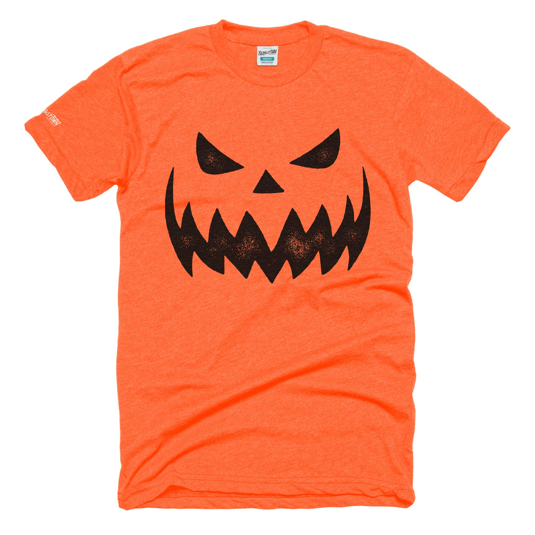 Jack O' Lantern Team Trick tee in Heather Orange by Youngstown Clothing Co.