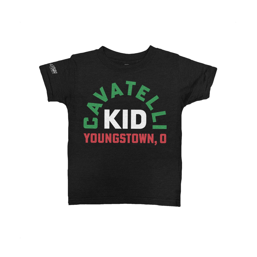 Cavatelli Kid Kids kids tee in Heather Black by Youngstown Clothing Co.
