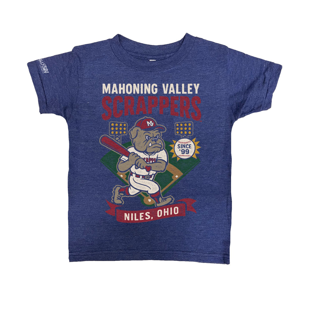 Scrappers Since ’99 Kids kids tee in Heather Navy by Youngstown Clothing Co.