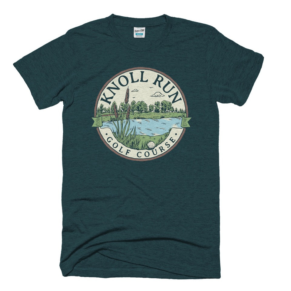 Knoll Run Hole #8 tee in Heather Midnight Forest by Youngstown Clothing Co.