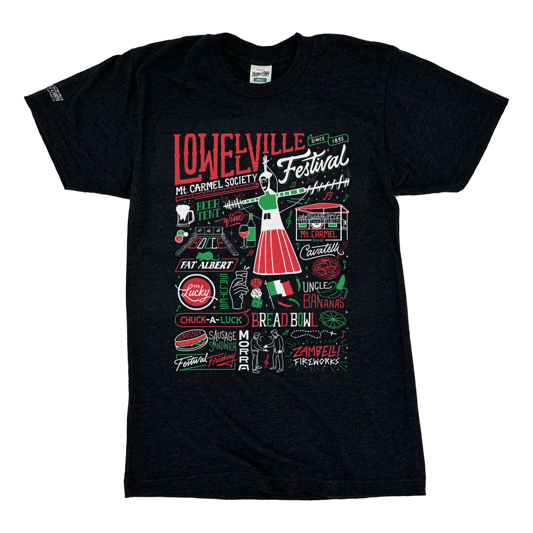 Lowellville Collage Kids kids tee in Heather Black by Youngstown Clothing Co.