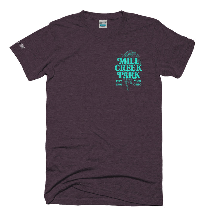 Mill Creek Park Pocket Flower tee in Heather Plum by Youngstown Clothing Co.