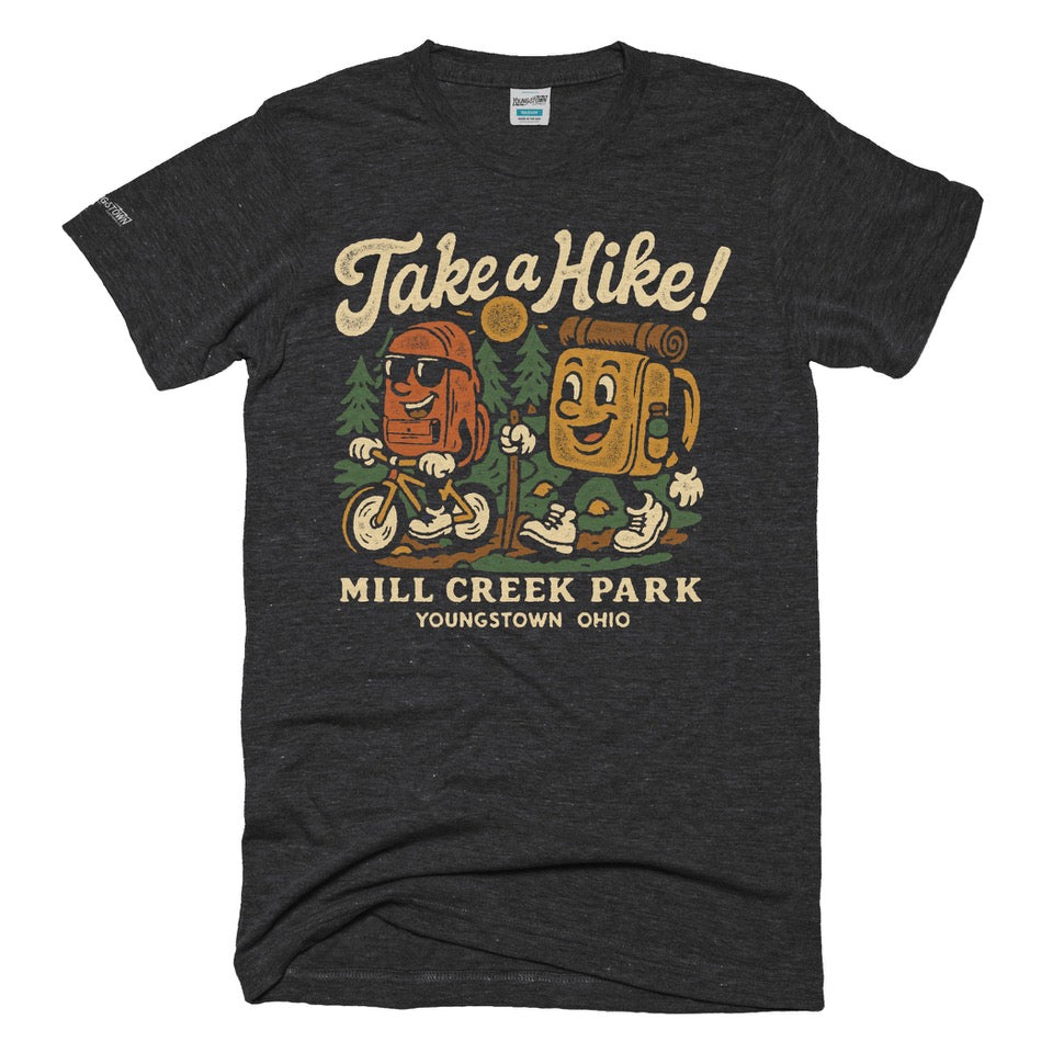 Mill Creek Park Take A Hike tee in Heather Black by Youngstown Clothing Co.