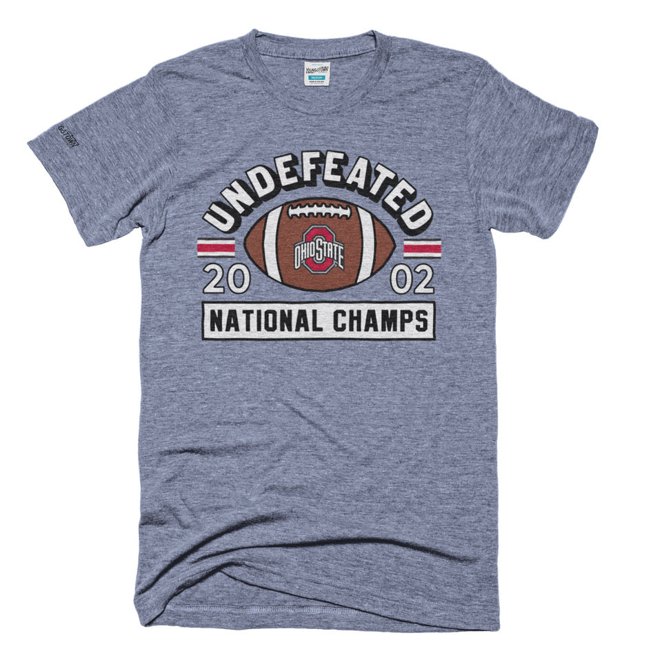 Ohio State 2002 National Champs tee in Heather Gray by Youngstown Clothing Co.