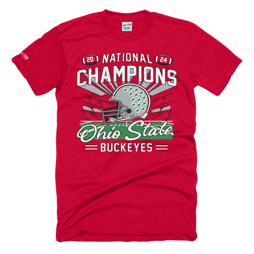Ohio State 2024 National Champions tee in Heather Red by Youngstown Clothing Co.