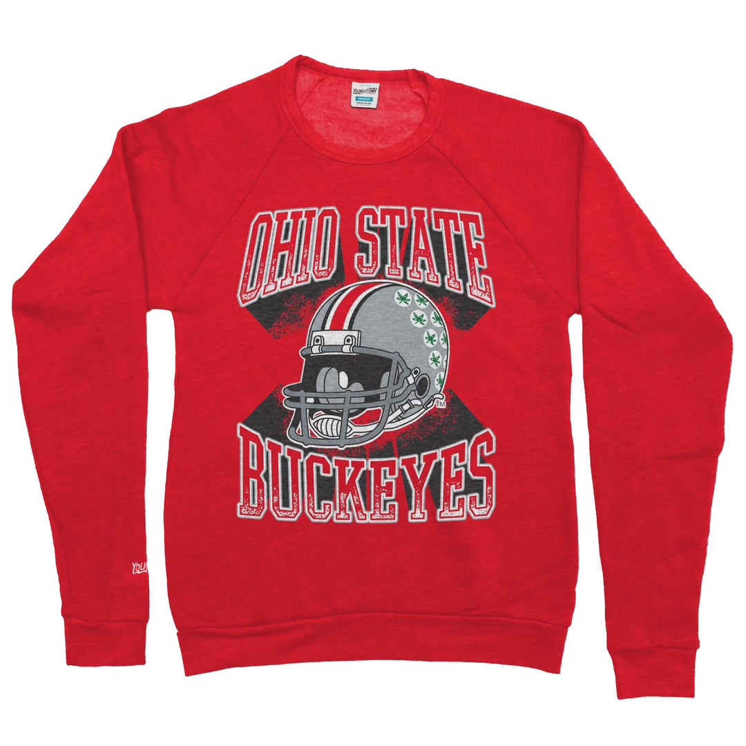 Ohio State Buckeyes Helmet Sweatshirt in Heather Red by Youngstown Clothing Co.