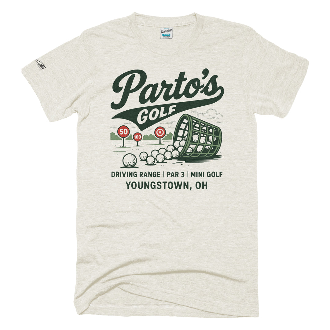 Parto’s Golf tee in Heather Oatmeal by Youngstown Clothing Co.