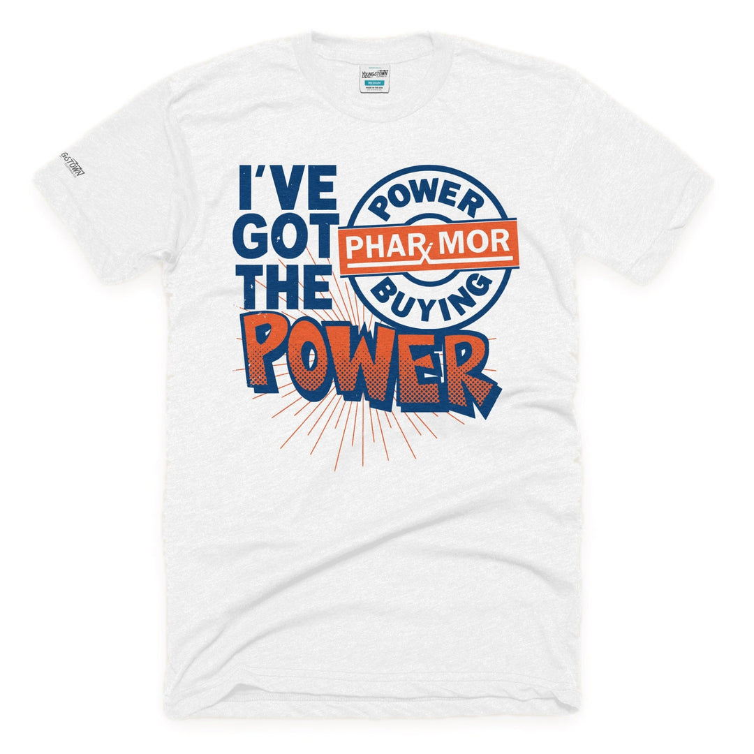 Pharmor Buying Power tee in White by Youngstown Clothing Co.